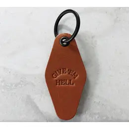 leather motel keychain