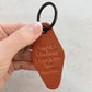 leather motel keychain